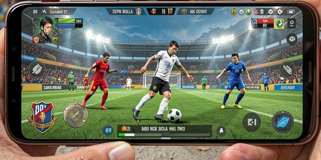 Tampilan gameplay seru di 8II dengan aksi sepak bola yang mendebarkan.