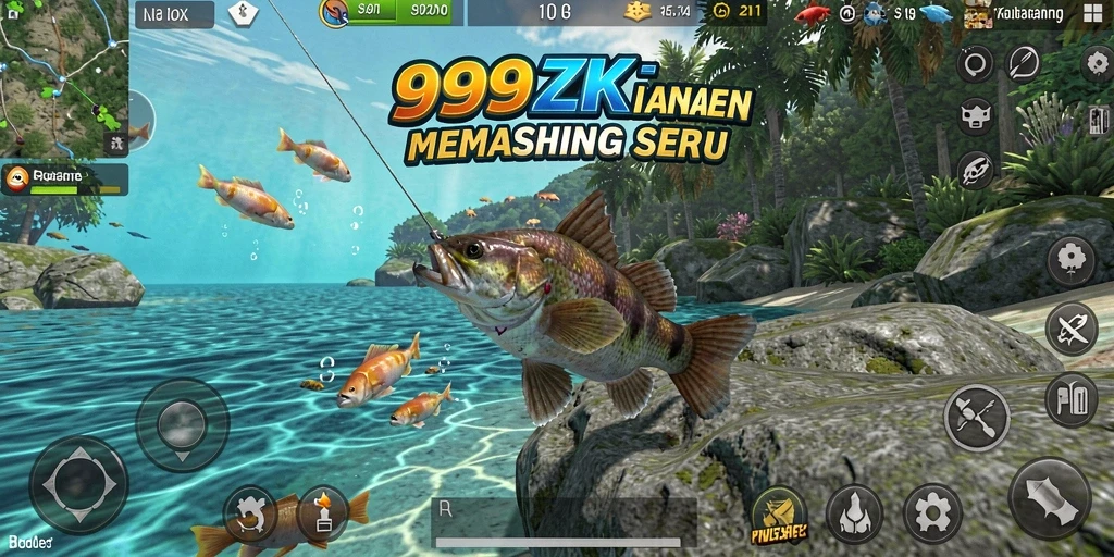 Tampilan gameplay seru saat menangkap ikan di 999ZK.