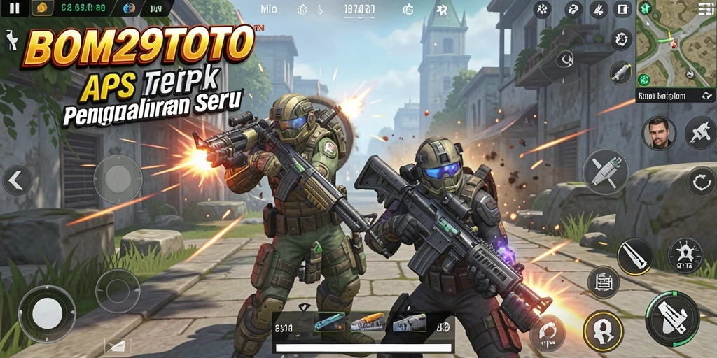 Tampilan gameplay seru dalam BOM29TOTO dengan aksi tembak-menembak yang menarik.