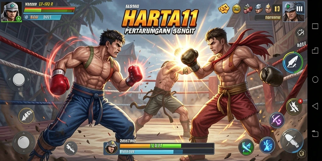 Tampilan mendebarkan dari serangan dan combo dalam HARTA11
