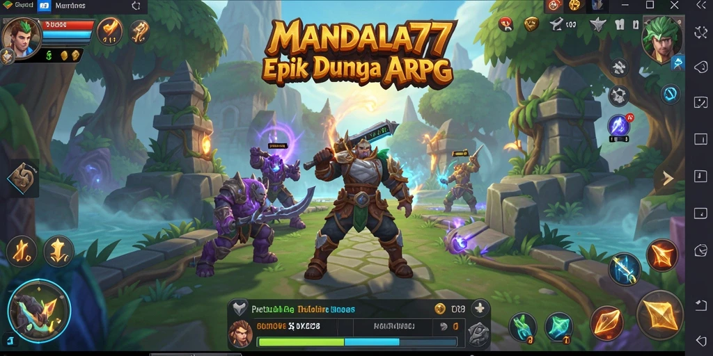Tampilan gameplay seru di dunia fantasi ARPG MANDALA77.