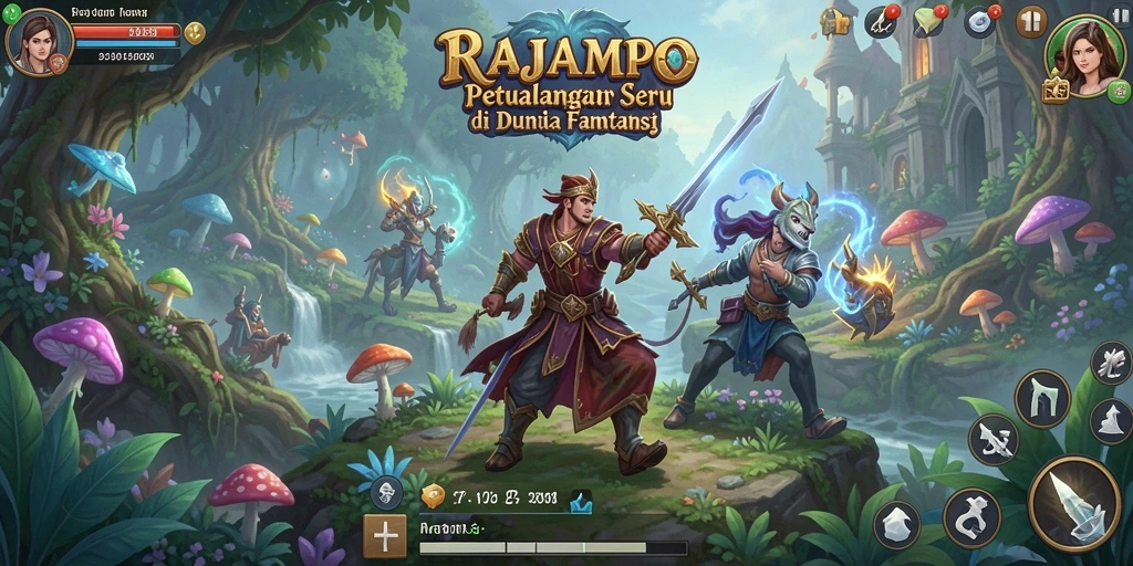 Tangkapan layar RAJAMPO menampilkan aksi seru dalam petualangan yang menantang.