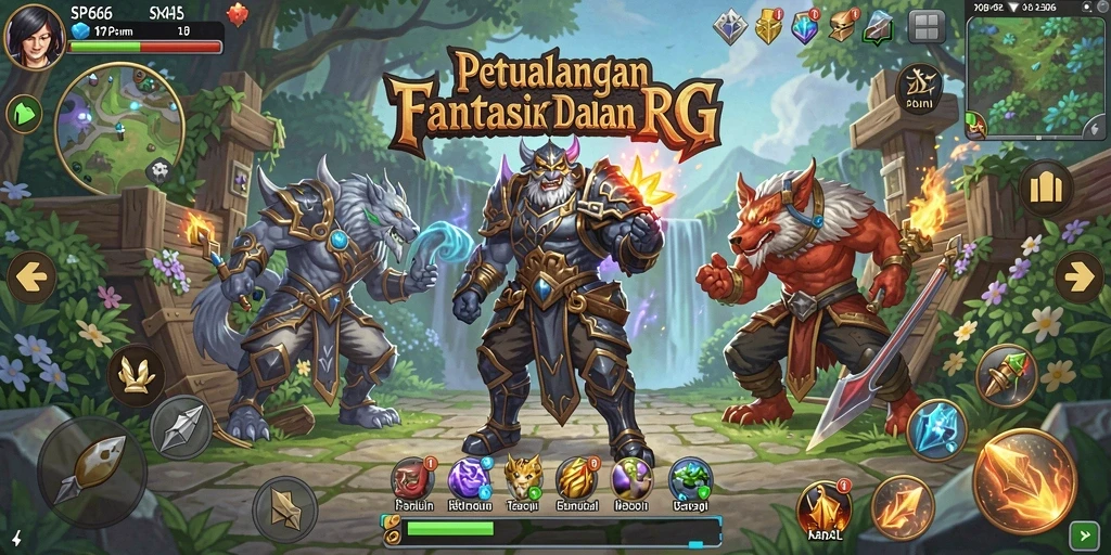 Tampilan gameplay SP666 yang mendebarkan dengan karakter dan monster.