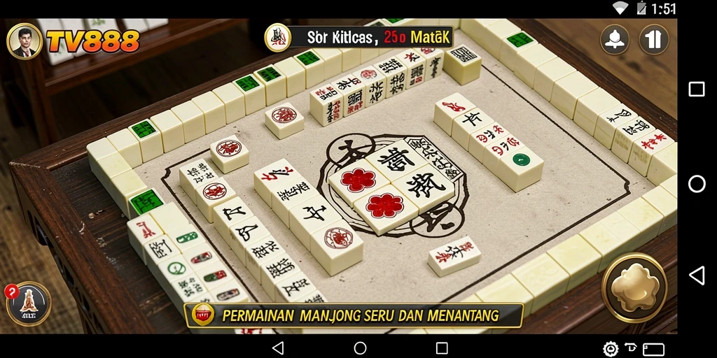Screenshot gameplay TV888 menampilkan keseruan permainan Mahjong.
