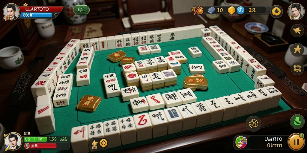 Tampilan gameplay ULARTOTO dengan grafis menarik dan ubin Mahjong.