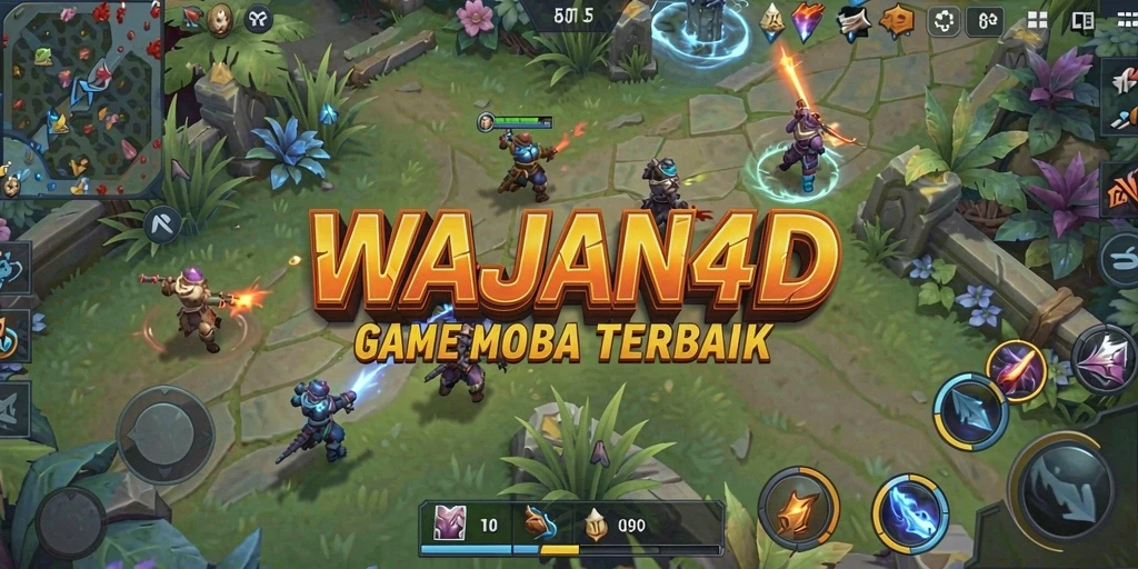 Screenshot gameplay intens dari WAJAN4D yang menunjukkan aksi MOBA.