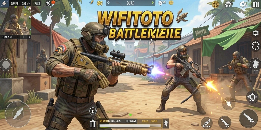 Screenshot gameplay WIFITOTO dengan aksi Battle Royale seru.